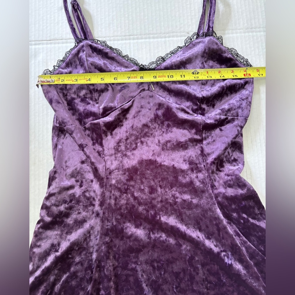 Cosmic Aura Purple Velvet Slip Dress Black Lace And Cross Detail Whimsygoth Sz S - Picture 8 of 11